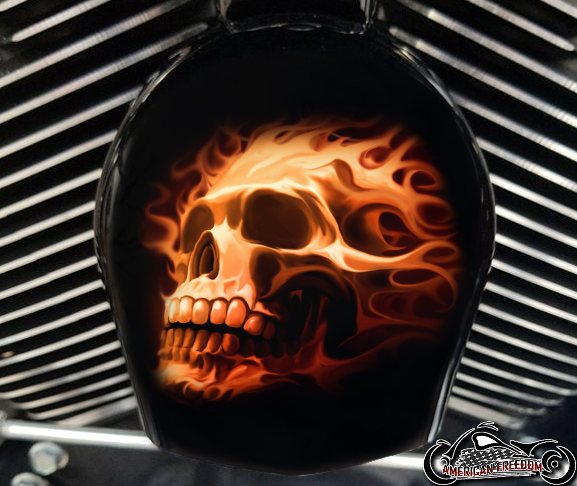 Custom Horn Cover - Fire Skull